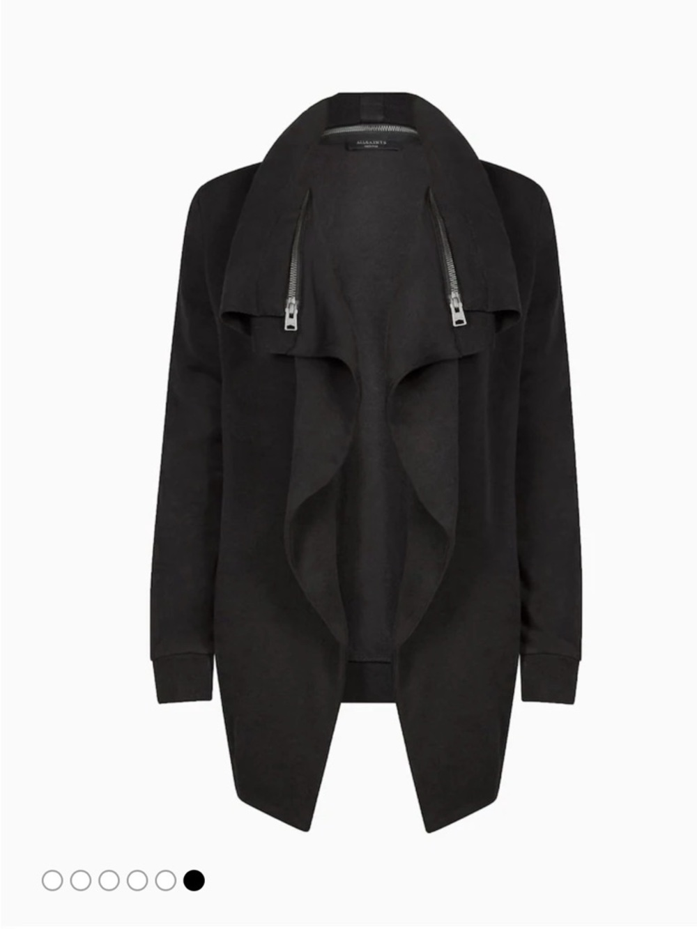 AllSaints Black Dahlia Cardigan Black Draped Open-Front Women's Sweater Jacket - Picture 5 of 5